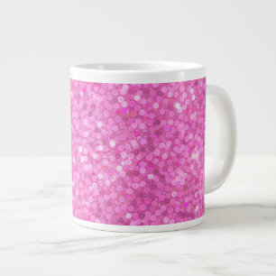 Caneca De Café Grande Brilho de Lantejoulas Rosa