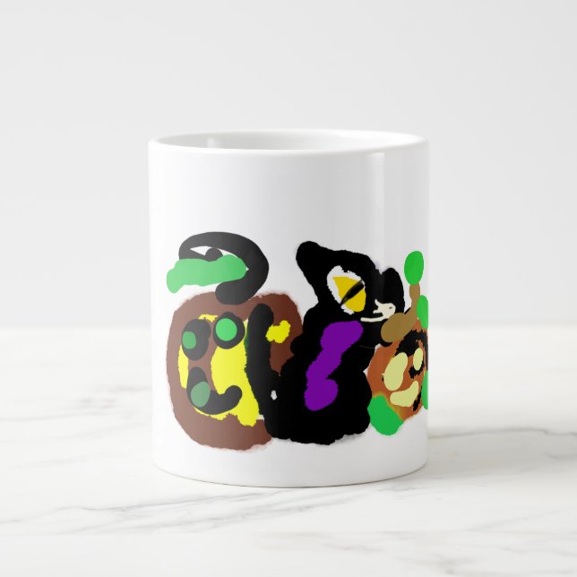 Caneca De Café Grande Brincadeira de Gato Negro (Frente)