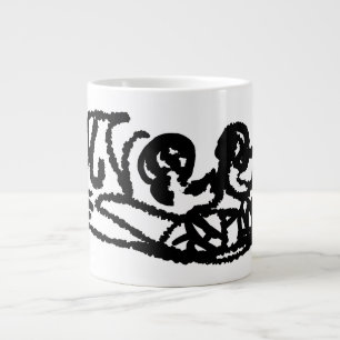 Caneca De Café Grande Brincadeiras de flamingos cor-de-rosa, diversão de