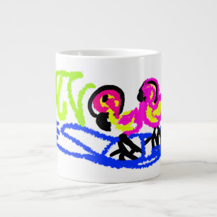 Caneca De Café Grande Brincadeiras de flamingos cor-de-rosa, diversão de