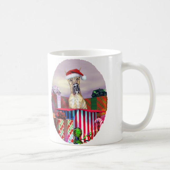 Caneca De Café Grande Brindle de Surpresa de Natal Dane (Direita)