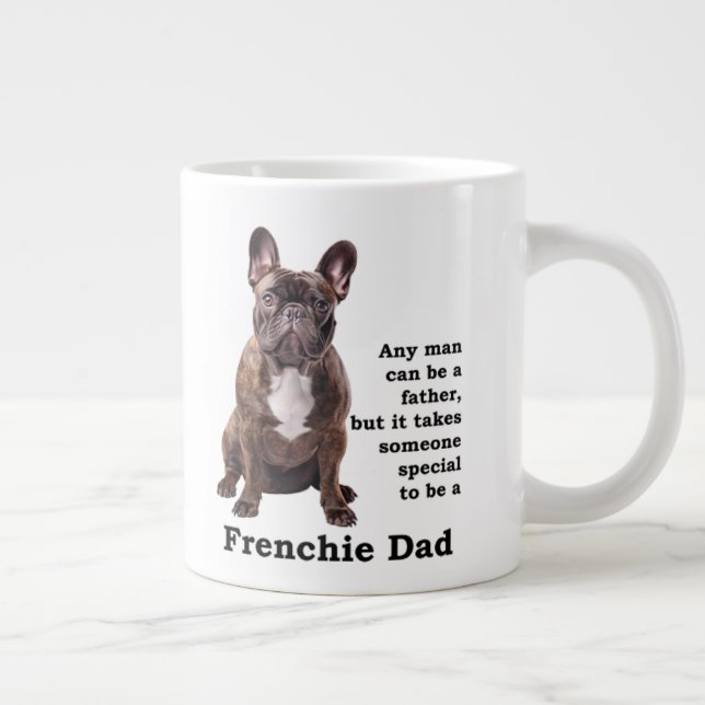 Caneca De Café Grande Brindle French Bulldog Pai (Direita)