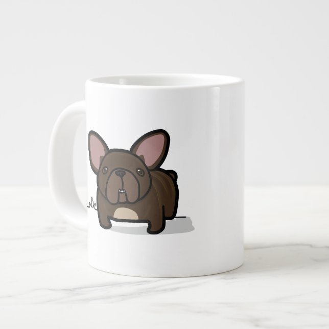 Caneca De Café Grande Brindle Frenchie (Frente Esquerda)