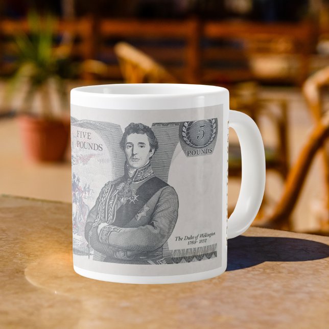 Caneca De Café Grande British 1971 £ 5 Note Mug - Duke of Wellington (Criador carregado)