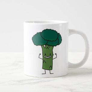 Caneca De Café Grande Brócolis Flexível cabeça de árvore feliz veget