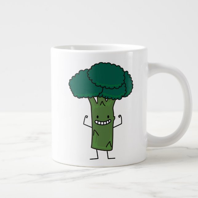 Caneca De Café Grande Brócolis Flexível cabeça de árvore feliz vegetal (Direita)
