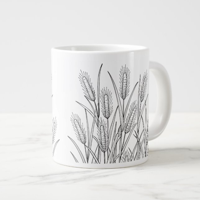 Caneca De Café Grande Broomsedge - Andropogon virginicus - Plantas Nativ (Frente Esquerda)