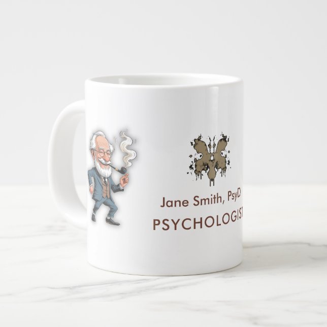 Caneca De Café Grande Brown Rorschach Psychology Customizable Freud Figu (Frente Esquerda)