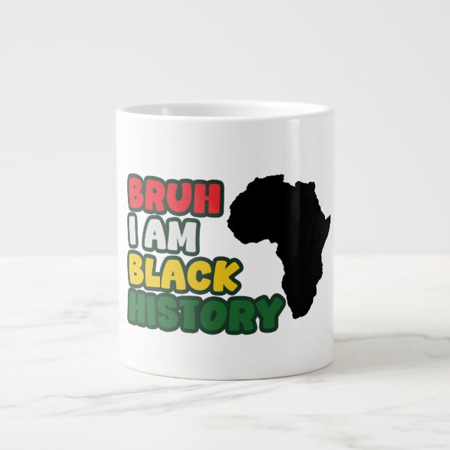 Caneca De Café Grande Bruh, Eu Sou História Negra (Frente)