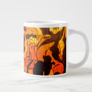 Caneca De Café Grande Bruxa de Halloween com um Gato Negro