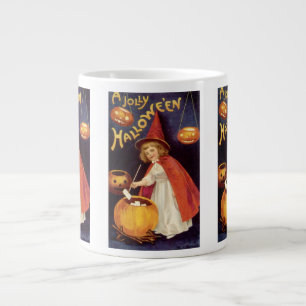 Caneca De Café Grande Bruxa de Halloween Jolly Vintage por Ellen Clapsad
