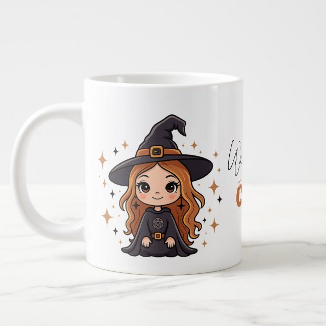 Caneca De Café Grande Bruxa de Halloween Maciça | Spooky Adorable (Esquerda)