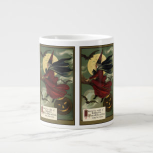 Caneca De Café Grande Bruxa de Halloween Vintage Montada em um Cabo de V