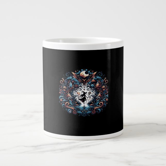 Caneca De Café Grande Bruxa De Whimsigoth Em Um Clássico (Frente)