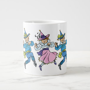 Caneca De Café Grande Bruxo Vintage de Oz, Munchkins Dançantes Fofos!
