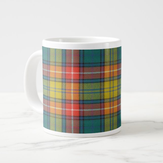 Caneca De Café Grande Buchanan Ancient Tartan Pattern (Frente Esquerda)