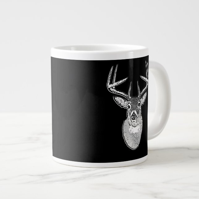 Caneca De Café Grande Buck na cabeça do véu branco preto (Frente Esquerda)