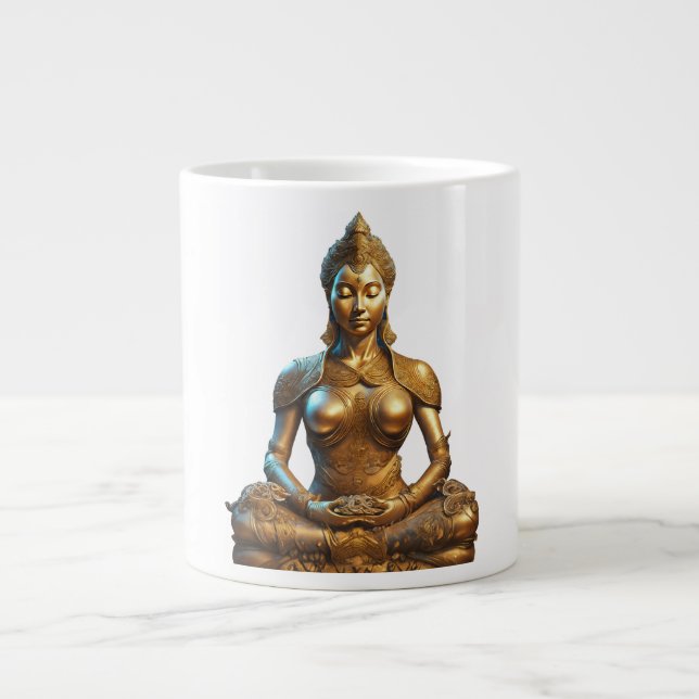 Caneca De Café Grande Buddha Meditation Geschenk Zen Gold Religion Indie (Frente)