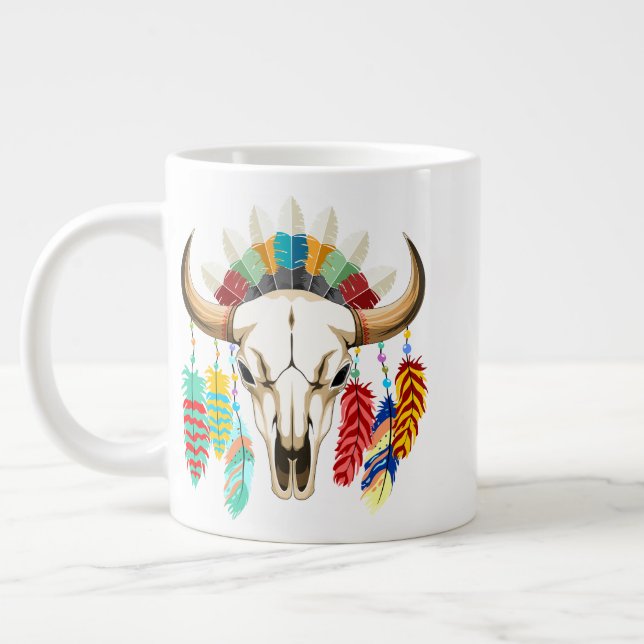 Caneca De Café Grande Buffalo Skull Native American Emblem (Esquerda)