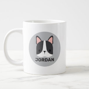 Caneca De Café Grande Buldogue Francês Fofo com Nome Personalizado