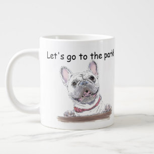 Caneca De Café Grande Buldogue Francês Super Bonito Vamos para o parq