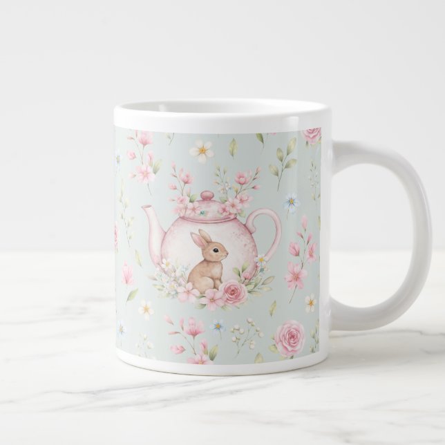 Caneca De Café Grande Bule de Coelho Caprichoso Floral Primavera  (Direita)