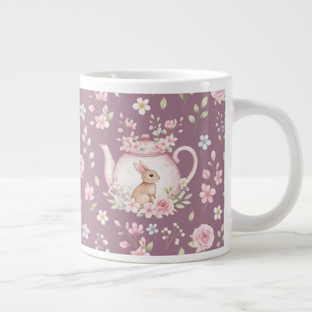 Caneca De Café Grande Bule de Coelho Caprichoso Floral Primavera  (Direita)