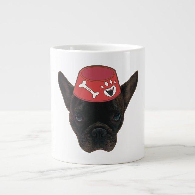 Caneca De Café Grande Bulldog Francês com Red Bowl (Frente)