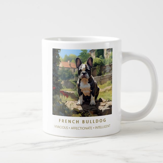 Caneca De Café Grande Bulldog Francês (Estilo Vintage) (Direita)