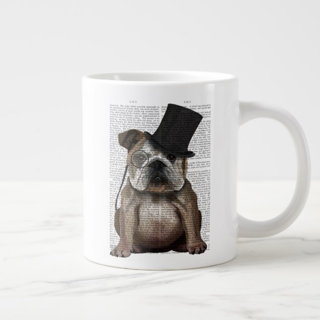Caneca De Café Grande Bulldog Inglês, Formal Hound e Hat (Direita)