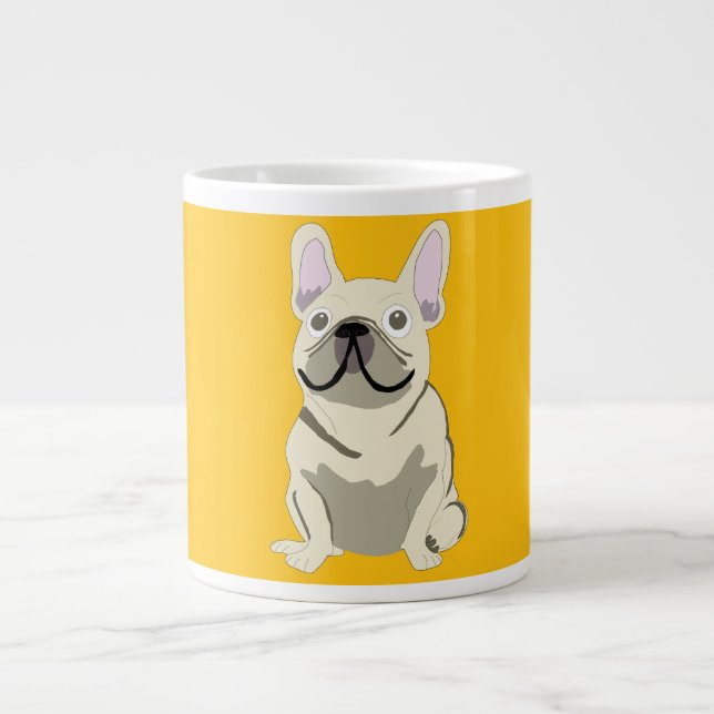 Caneca De Café Grande Bulldogue Francês Creme (Frente)