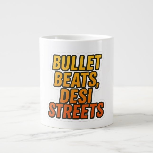 Caneca De Café Grande Bullet Beats, Desi Streets – Punjabi Biker Mug Des (Frente)