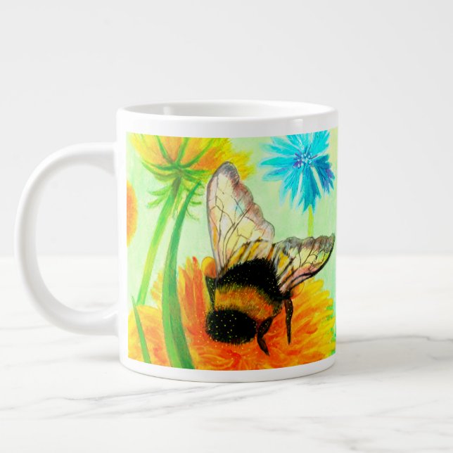 Caneca De Café Grande Bumblebee em dandelion (Esquerda)