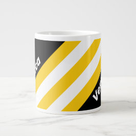 Caneca De Café Grande Bumblebee Nostalgic Stripes with Name