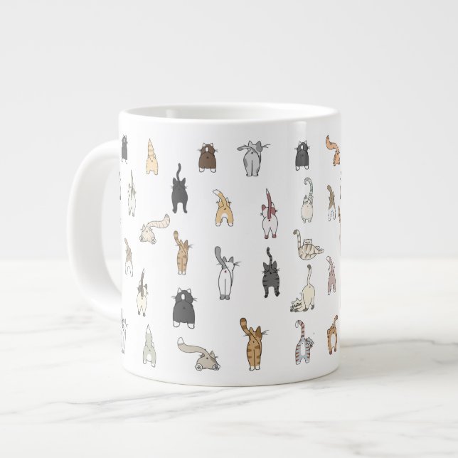 Caneca De Café Grande Bumbuns De Gato, Senhora De Gato Louca, Bumbuns De (Frente Esquerda)