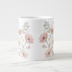 Caneca De Café Grande Buquê de Anêmona Suave Aquarela de Suavidade