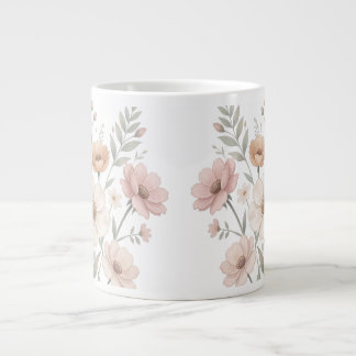 Caneca De Café Grande Buquê de Anêmona Suave Aquarela de Suavidade