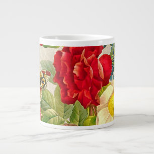 Caneca De Café Grande Buquê de Flor Vintage com Borboletas