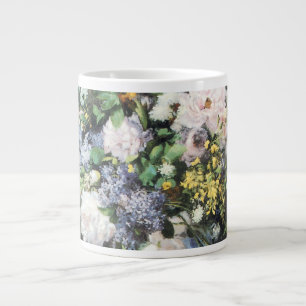 Caneca De Café Grande Buquê de Primavera de Pierre Renoir, Flores Vintag