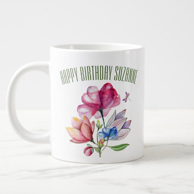 Caneca De Café Grande Buquê Floral de Primavera (Esquerda)