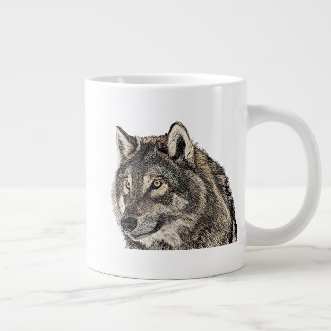 Caneca De Café Grande Cabeça de Lobo (Direita)