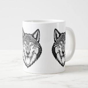 Caneca De Café Grande Cabeça de lobo de frente