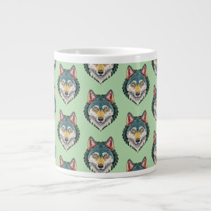 Caneca De Café Grande Cabeça de lobo de frente