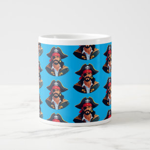 Caneca De Café Grande Cabeça de pirata com chapéu de marinheiro e tapa-o