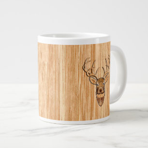 Caneca De Café Grande Cabeça de Veado de Cauda Branca Elegante em Madeir