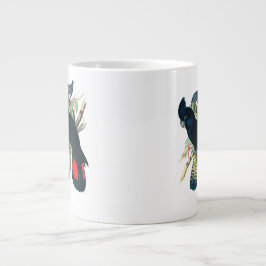 Caneca De Café Grande Cabeça vermelha, Cockatoos Pretos (Banksian).