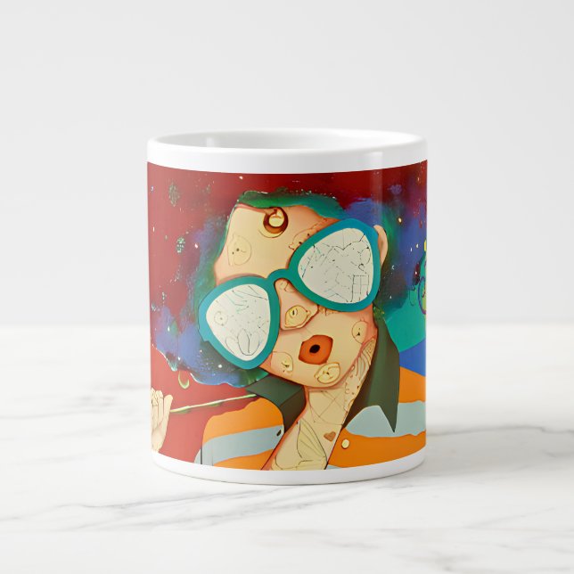 Caneca De Café Grande Caça de Nascimento Personalizada Funky - Arte Retr (Frente)
