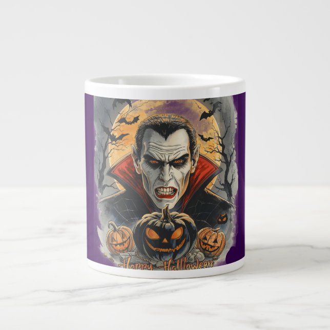 Caneca De Café Grande Caçadores de Vampiros Sedentos de Sangue Sob a Lua (Frente)