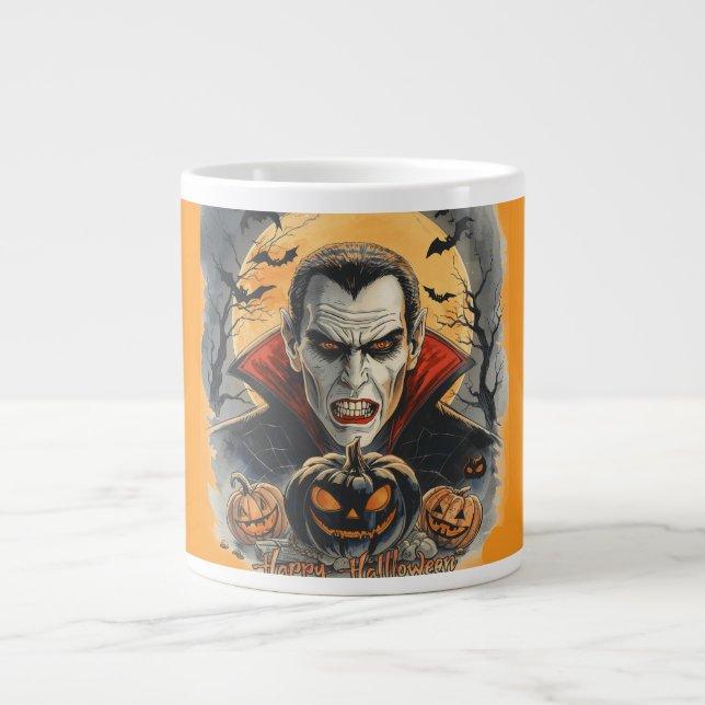 Caneca De Café Grande Caçadores de Vampiros Sedentos de Sangue Sob a Lua (Frente)