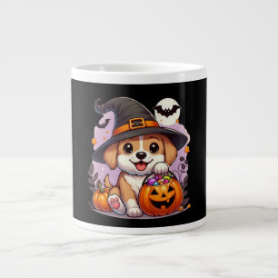 Caneca De Café Grande Cachorro/cachorrinho de Halloween bonito